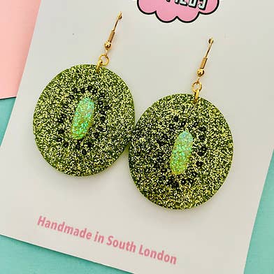 By Heather Filby - Wholesale Dangle Earrings - Kiwi Glitter Resin Earrings