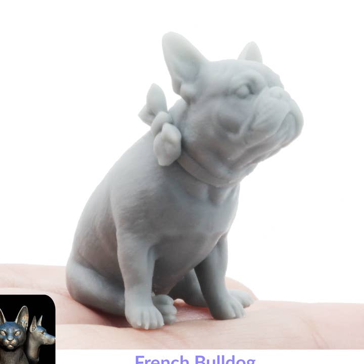 French Bulldog w/ Bow - 1:12 Scale miniature dog for dollhouse, diorama by Stereocat (1 dog) for wholesale by The Scale Grail