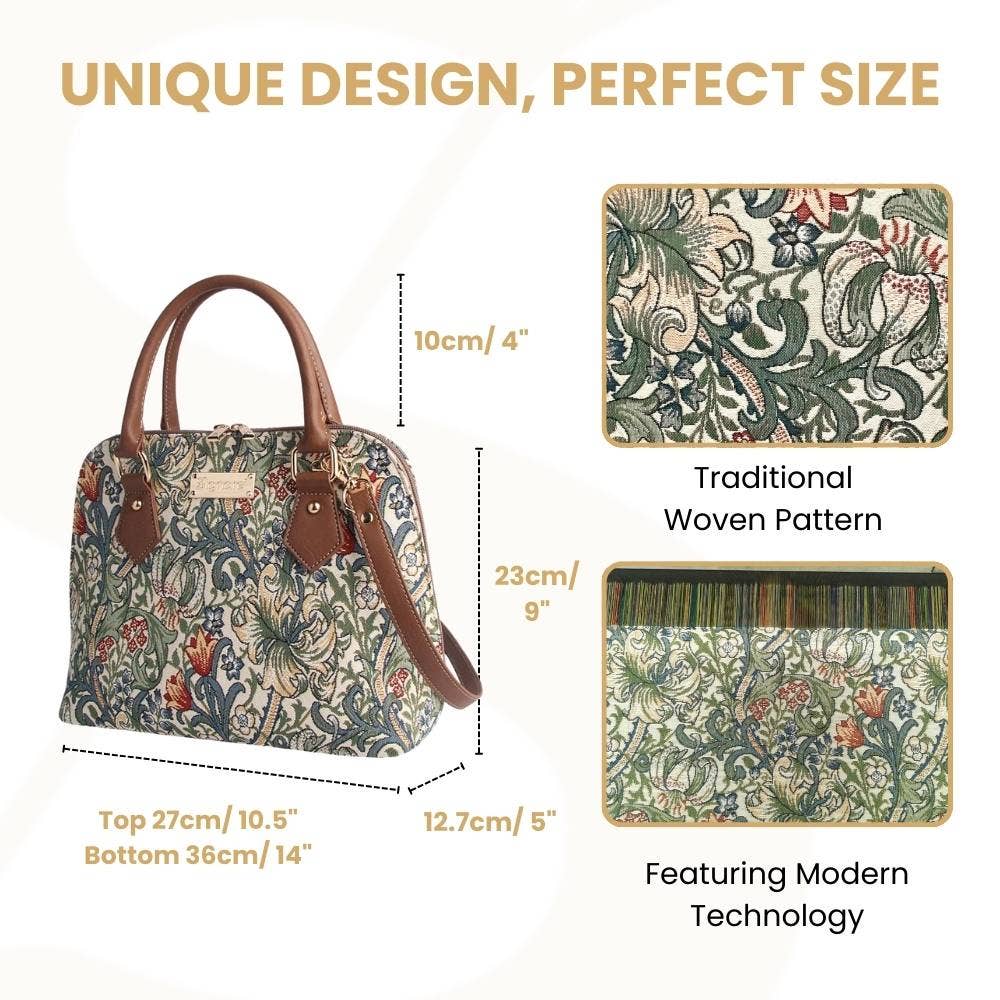 SignareArt - Wholesale Top Handle Bag - Women's - CONV-GLILY | William Morris Golden Lily Convertible Top Handle Purse Handbag2