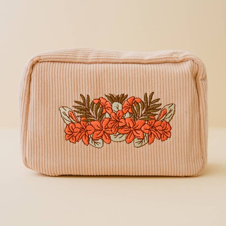 Corduroy Makeup Bag in White Sand for wholesale by cai & jo