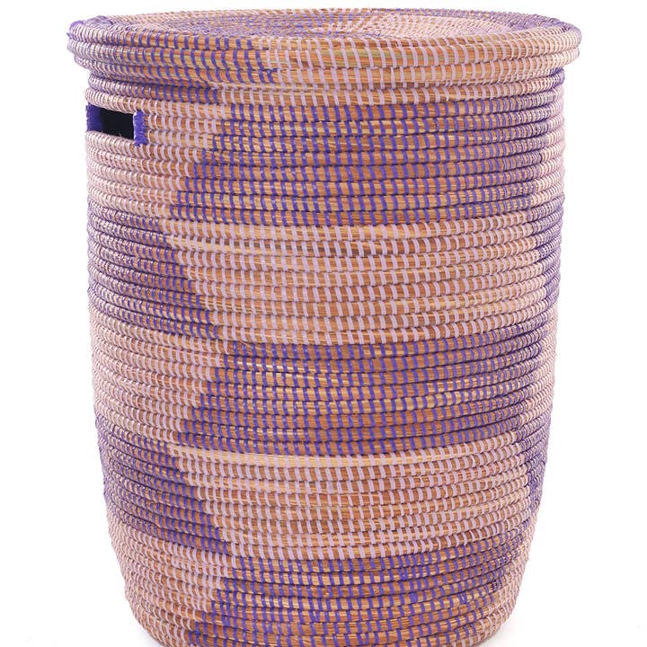 Swahili | AFRICAN MODERN - Wholesale Laundry Hamper - Lavender & Purple Herringbone Flat Lid Hamper Basket