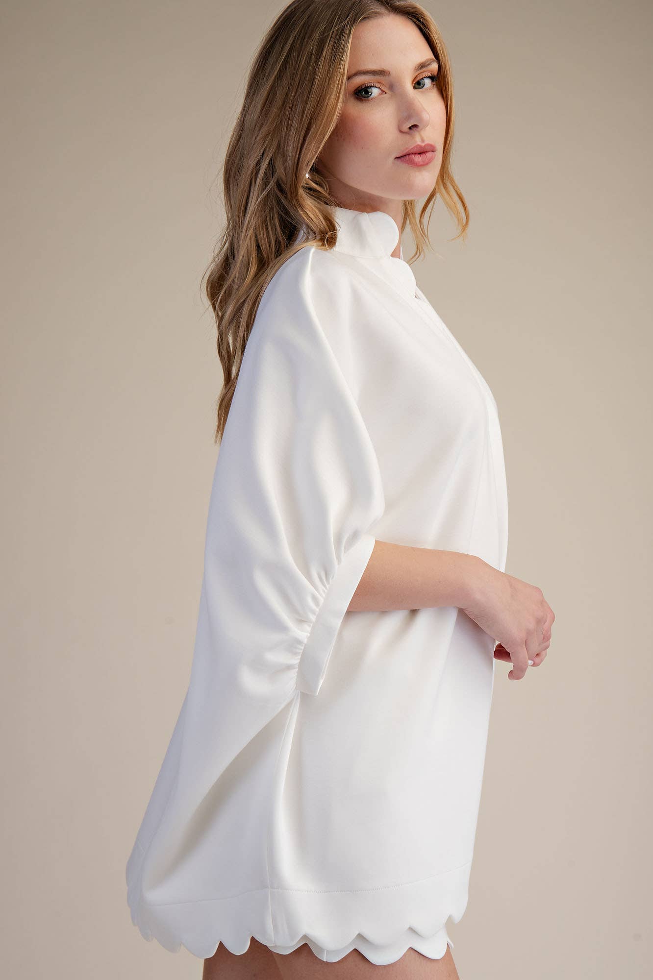 Glam - Wholesale Blouse - Women's - Scallop Neck Line Oversized Top26