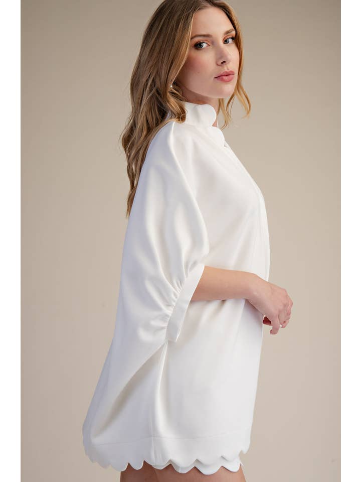 Glam - Wholesale Blouse - Women's - Scallop Neck Line Oversized Top26