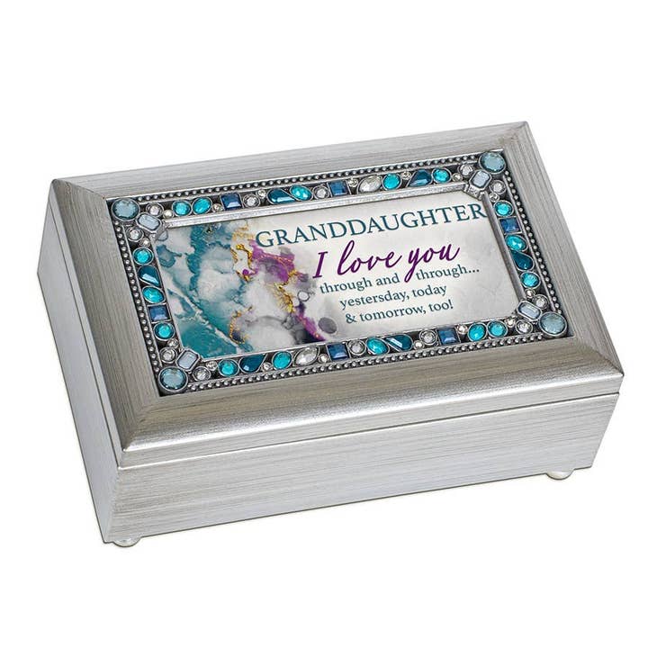 Granddaughter Petite Silver Jeweled Music Box for wholesale by Dicksons