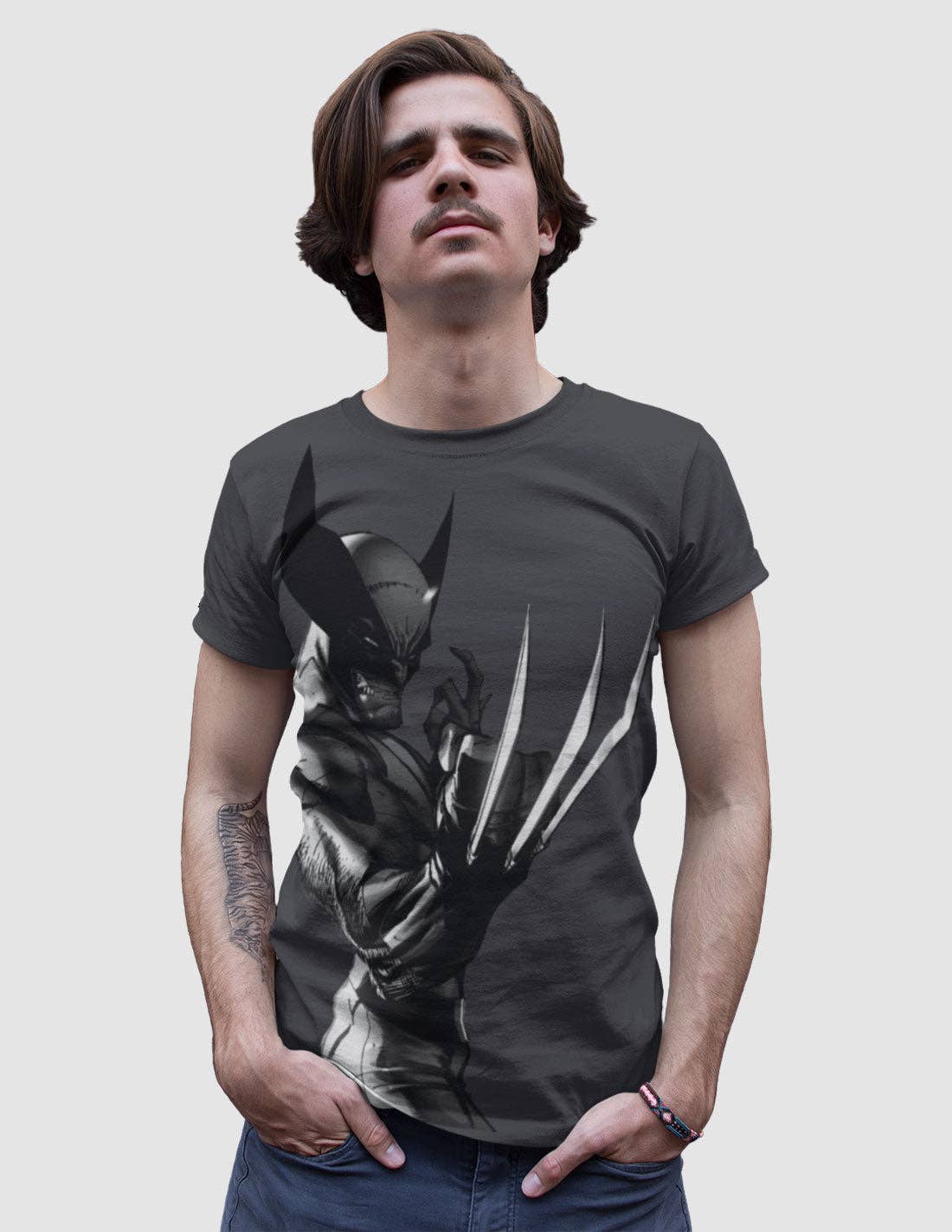 Grey Marvel X-Men Tee - Wolverine Profile for wholesale on Faire