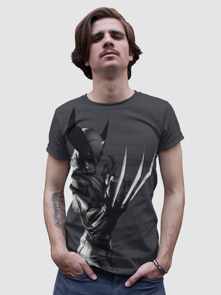 Grey Marvel X-Men Tee - Wolverine Profile for wholesale on Faire0