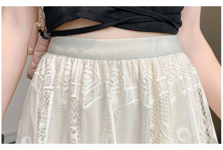 PEACH ACCESSORIES - Wholesale Skirt - Women's - Circles Lace Maxi Skirt SK2026