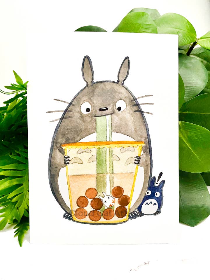Bobaro - Totoro Boba - 5x7/8x10 Art Print - Handmade for wholesale by Cloud Cat Arts