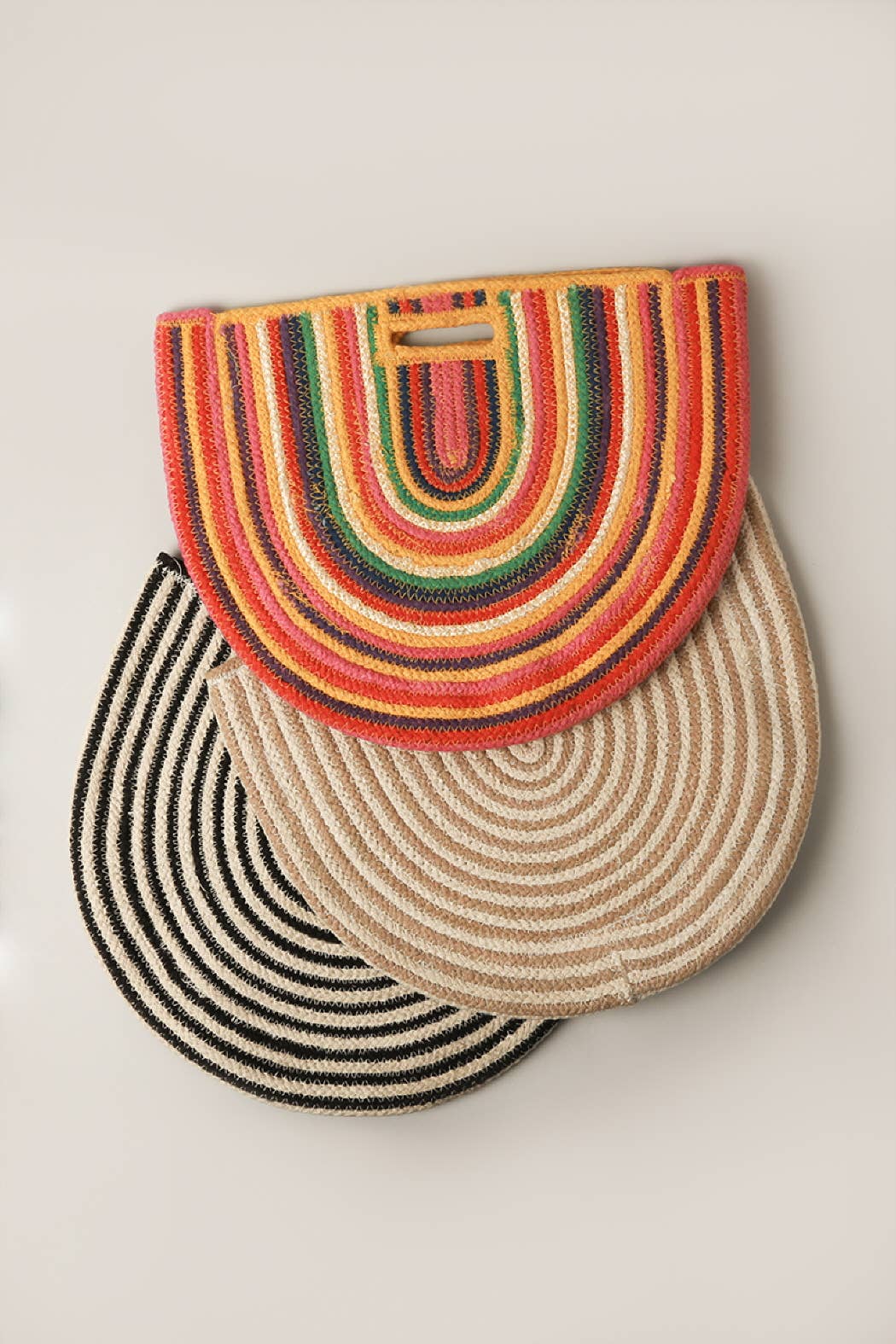 Fashion City - Vente Tote bag – femme - Sac fourre-tout rond rayé arc-en-ciel4