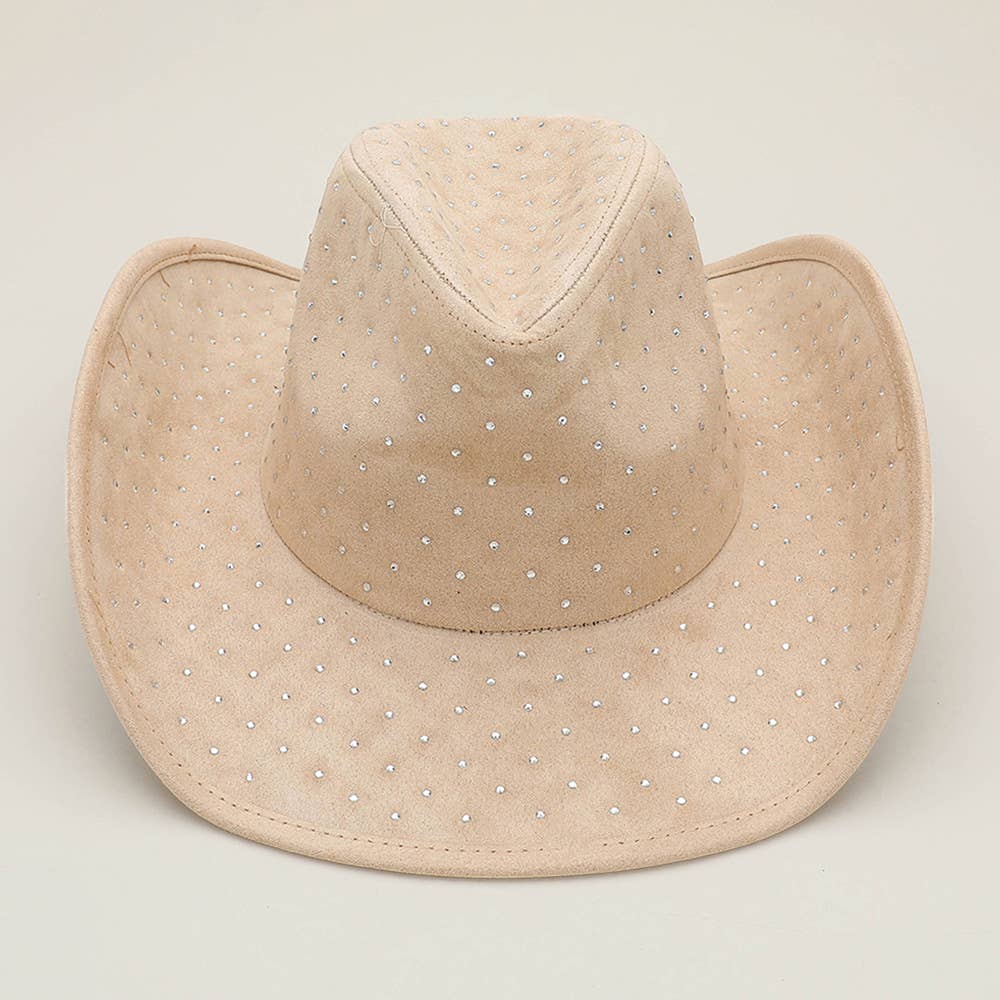 Sensibling Corp. - Wholesale Cowboy Hat - Women's - Rhinestone Embellished Faux Suede Western Cowboy Fedora Hat10