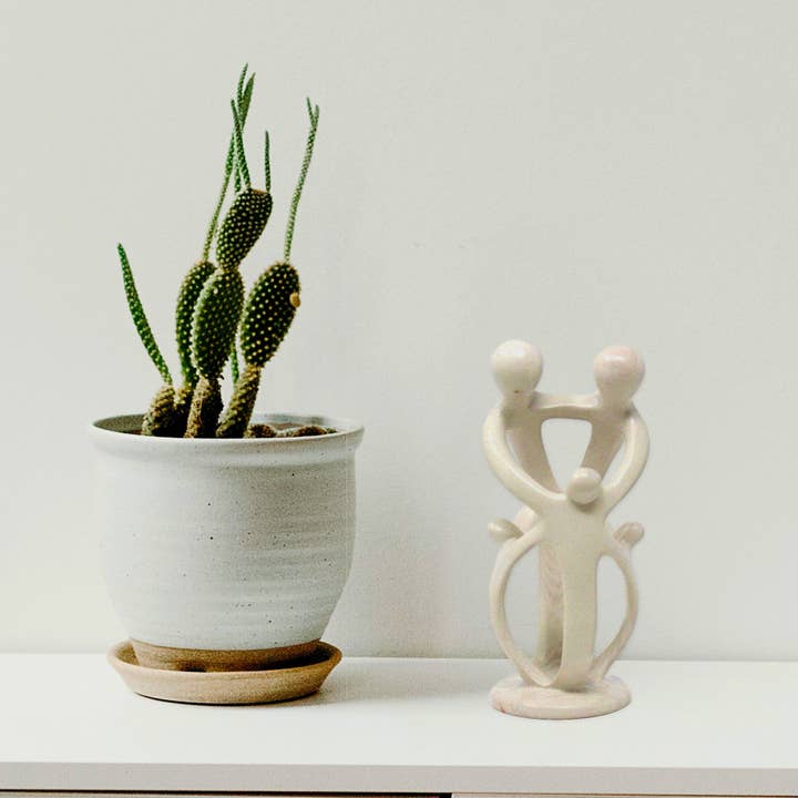 Global Crafts - Wholesale Sculpture - Single Soapstone Family Sculptures - 10-inch - Natural Stone6