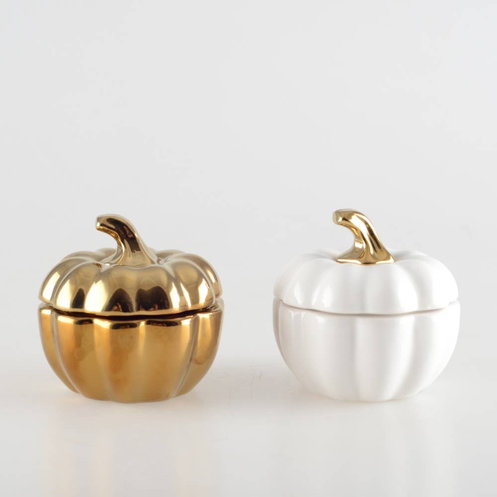 AULICA - Wholesale Candle Holder - White and gold pumpkin candle holders - set of 24