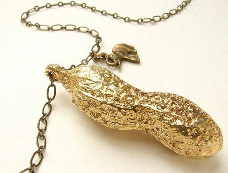 SORA DESIGNS - Wholesale Pendant/Charm Necklace - Life Size Circus Peanut Necklace- Antique Gold Version2