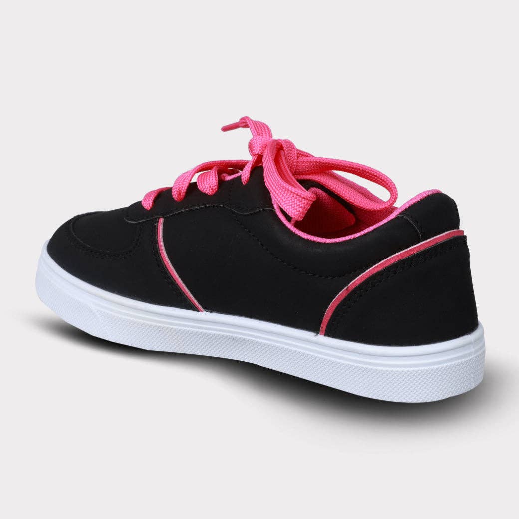 Black Mika Youth Girls Lace-Up Shoe for wholesale on Faire6