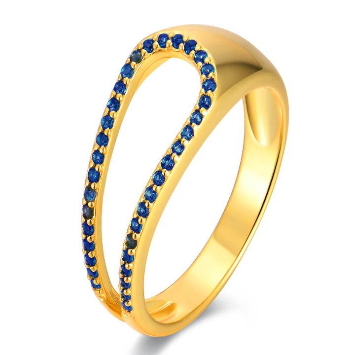 Bague zircone bleu - T10 - Plaqué or pour la vente par Buganto