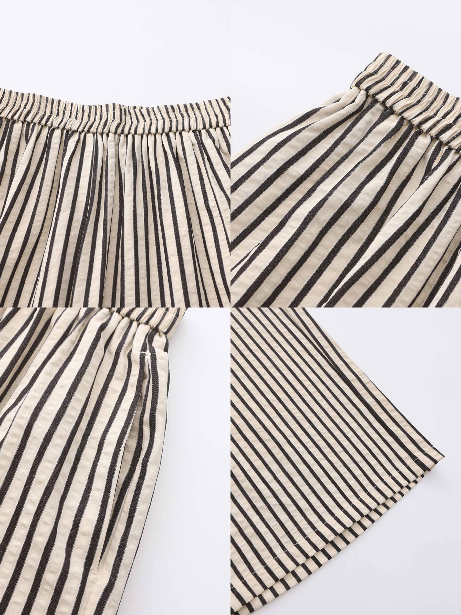 Beige Elastic Waist Striped Straight Trousers for wholesale on Faire8