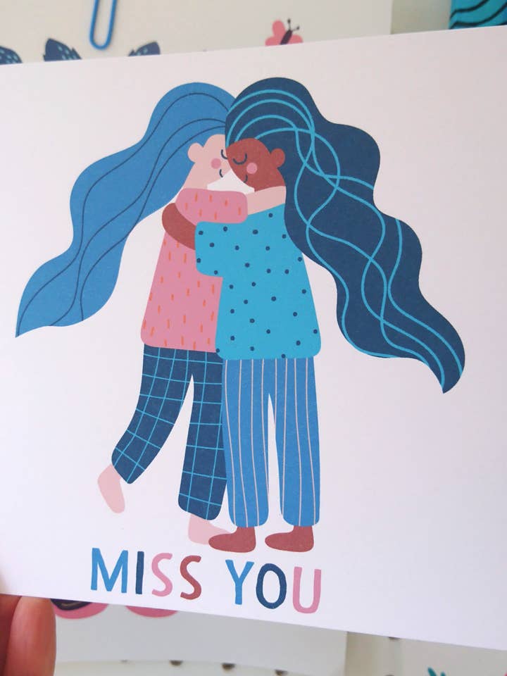 Miss You Greetings Card for wholesale by Michele Payne