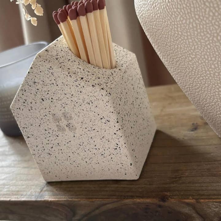 Feathered Oak - Wholesale Candle Holder - Concrete Matchstick Holder | House Shaped with Striking Pads