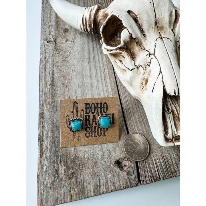 Boho Ranch Shop - Wholesale Stud/Post Earrings - Western Mini Stone Stud Earrings - Heart Square Circle Bar3