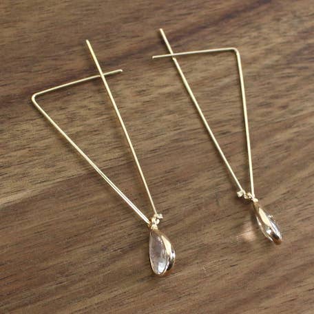 E25201 Teardrop Charm Triangle Hoop Earrings for wholesale by Pretty Persuasions