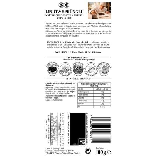EU Grocery Exports - Venta al por mayor Chocolate - Lindt - Chocolate con flor de sal - 100 g
