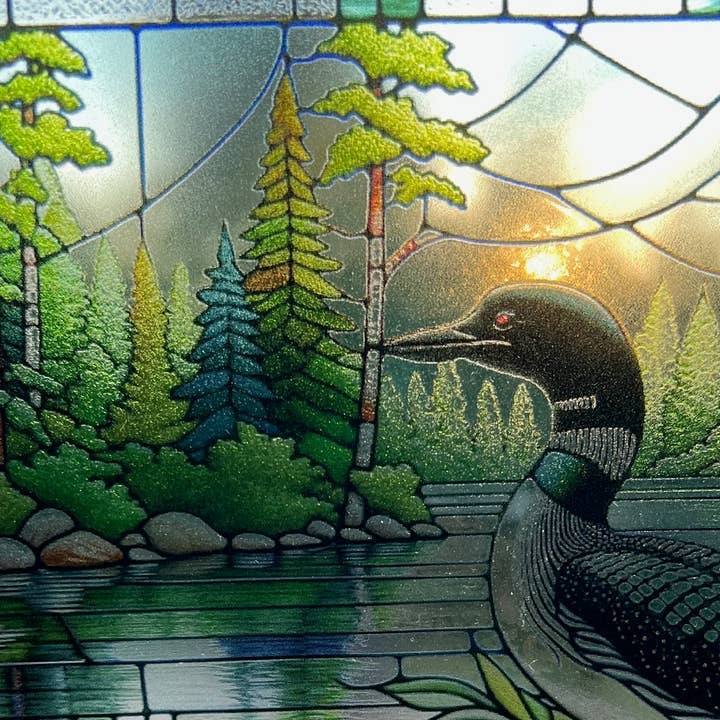 Cosmic Artware - Wholesale Suncatcher - Stained Glass Vinyl Window Cling, Lake Loon