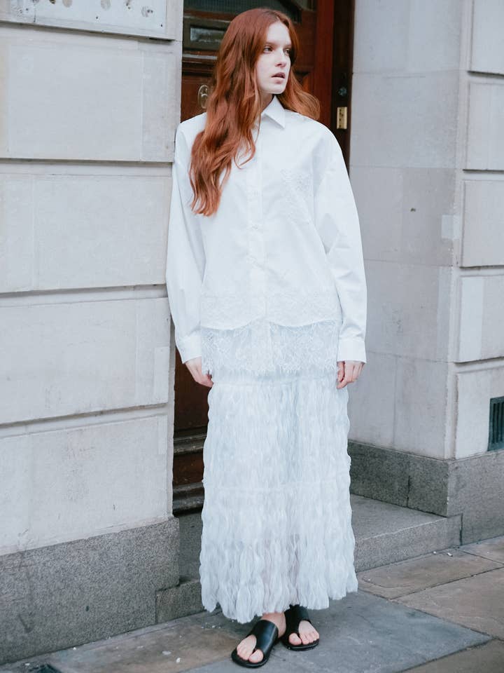 CUBIC – wholesale Buttoned-down shirt – Women's – Lace Panel Shirt9