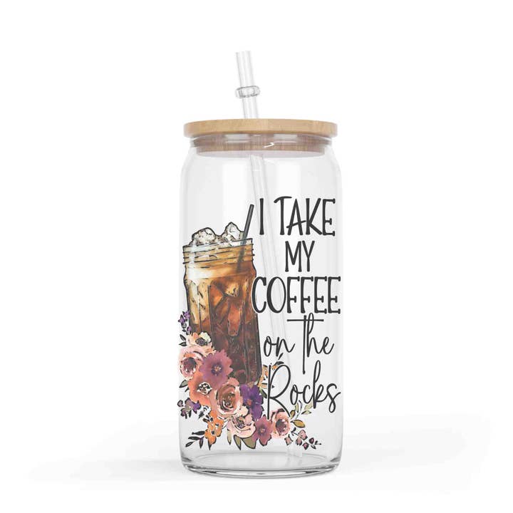 Iced Coffee Glass with Lid, Glass Coffee Cup for wholesale by Regina Lynn Design Home Edition