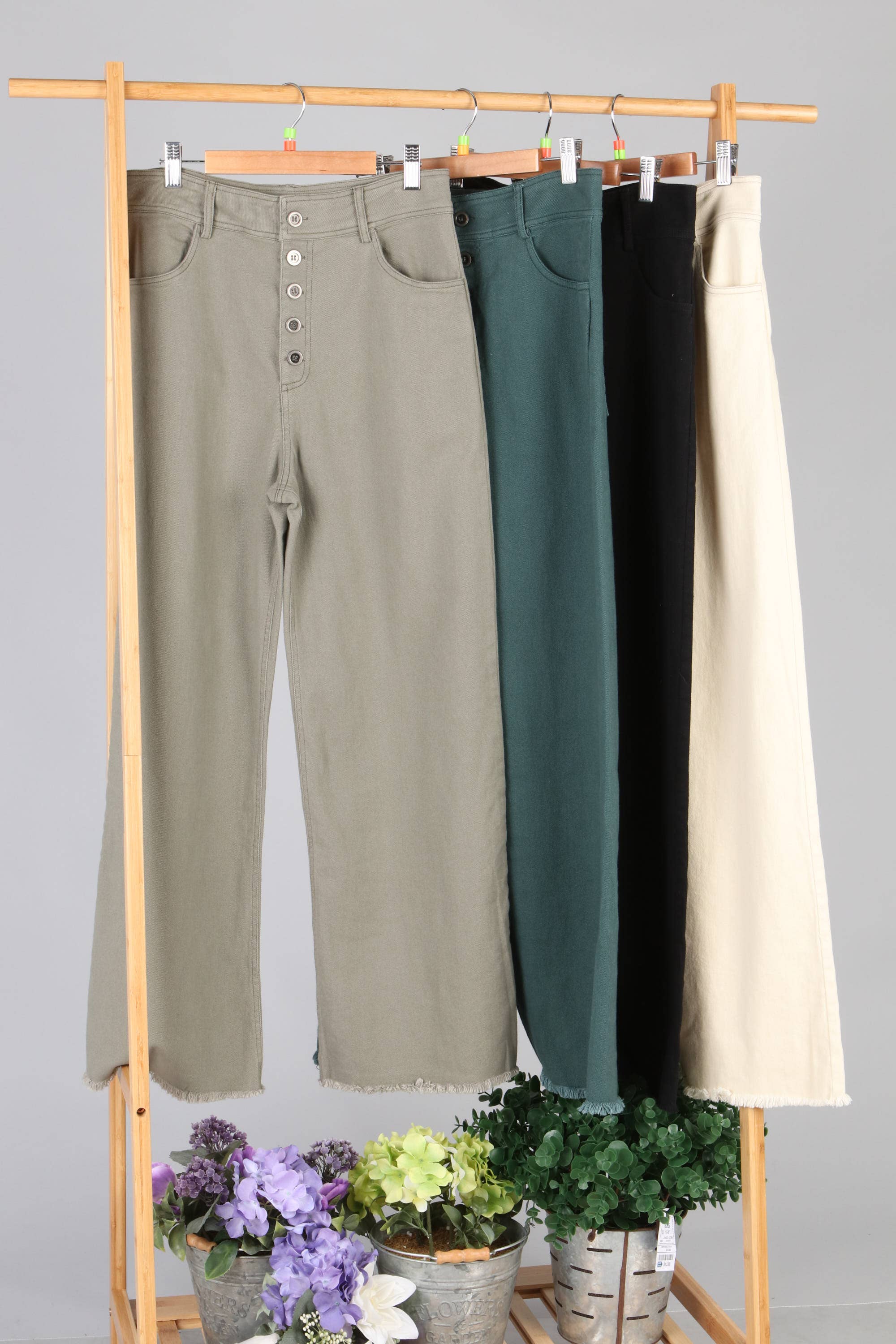 P.S Kate - Wholesale Pants - Women's - [✨BEST SELLER] Very stretchy solid button pants (P18659)12