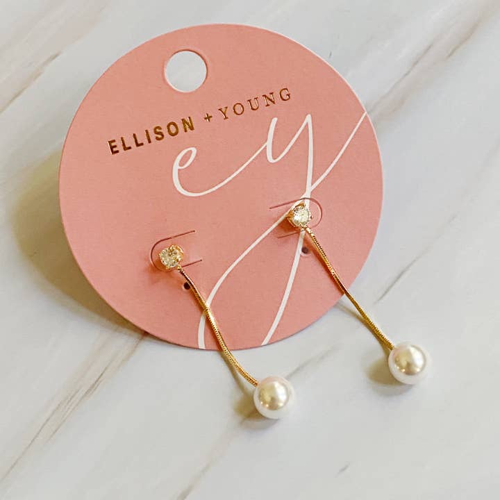 Ellison+Young - Wholesale Dangle Earrings - Dangling Pearl Earring5