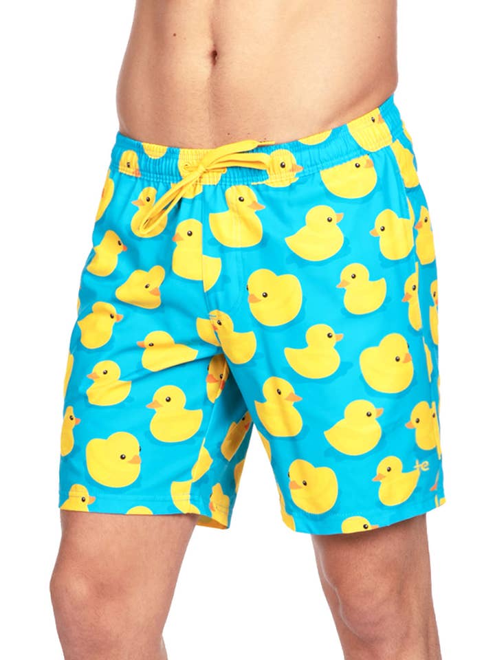 Tipsy Elves - Wholesale Swim Shorts - Men's - Rubber Ducky Stretch Swim Trunks - Men's Fun Bathing Suit