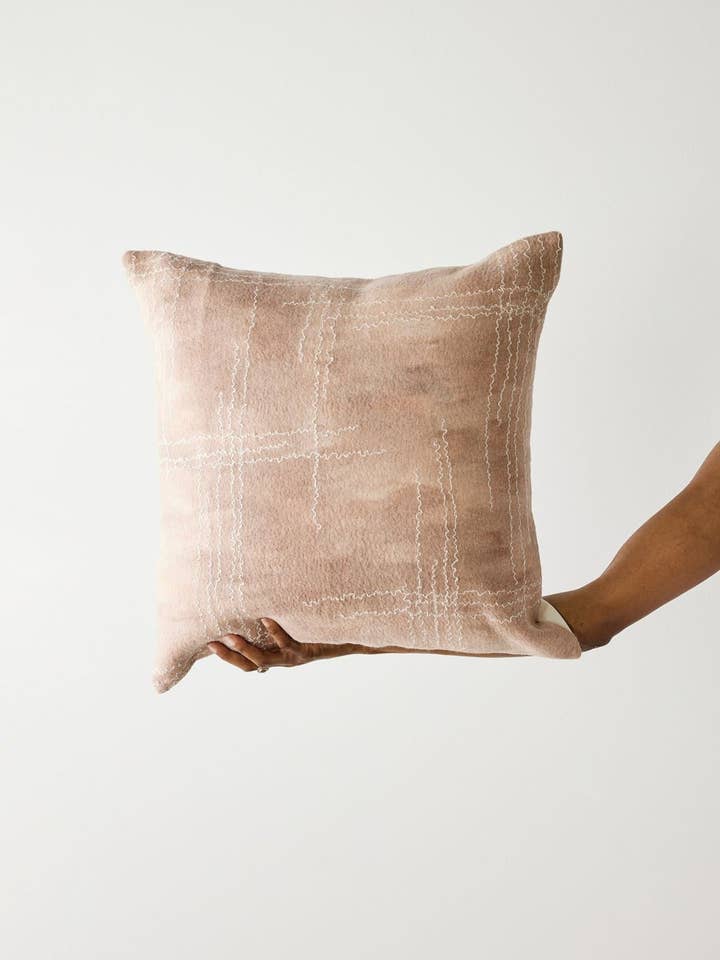 Dusty Rose Linear Throw Pillow Cover for wholesale by kanju Interiors