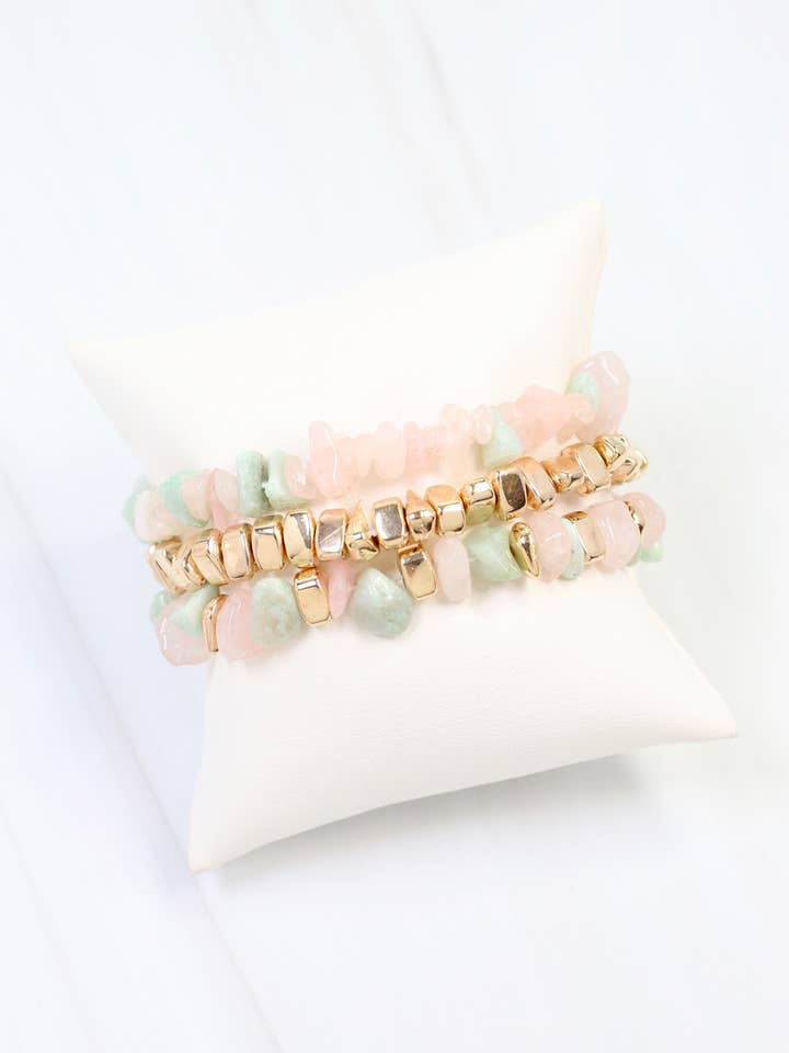 Eastpointe Beaded Stretch Bracelet Set Blush for wholesale by Caroline Hill
