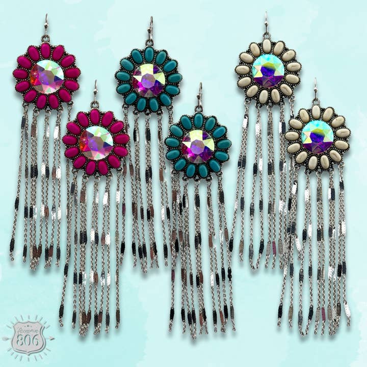 Blomsterkoncho fransörhänge för wholesale av Pink Panache Brands