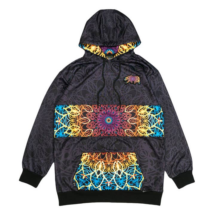 G Sprout Mandala Black Tall Pullover Hoodie for wholesale by Grassroots California
