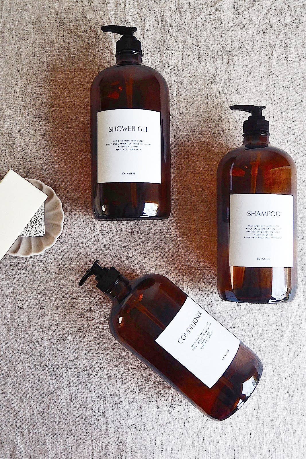 So At Nature - Wholesale Soap Dispenser - Shower Gel, Shampoo And Conditioner Dispenser Set - So At Nature2