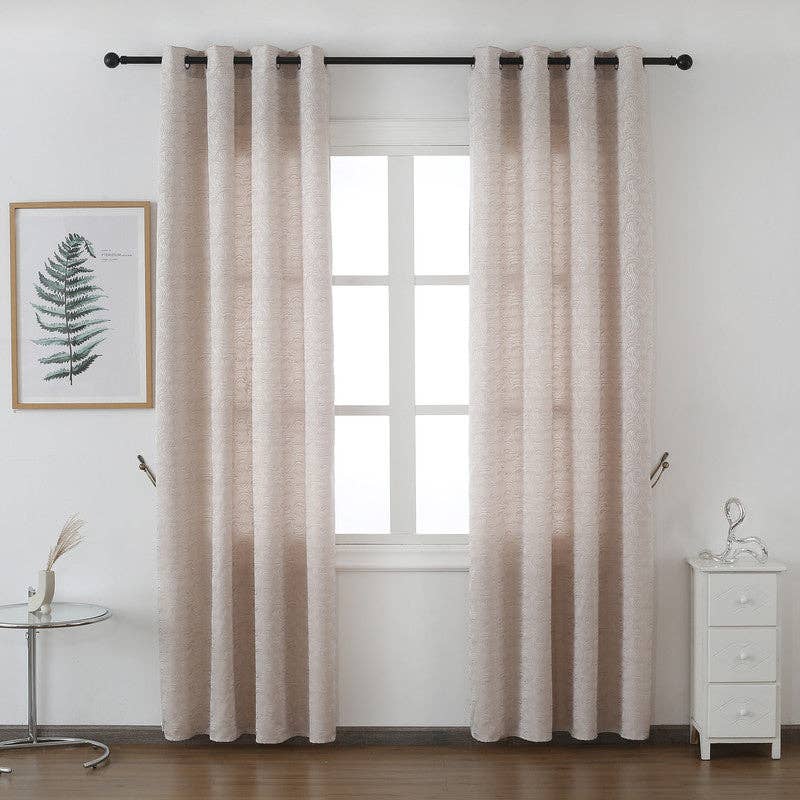 BOD HOME - Venta al por mayor Cortinas - Cortina hecha con estampado de rayas giratorias, marrón claro, 140 x 260 cm0