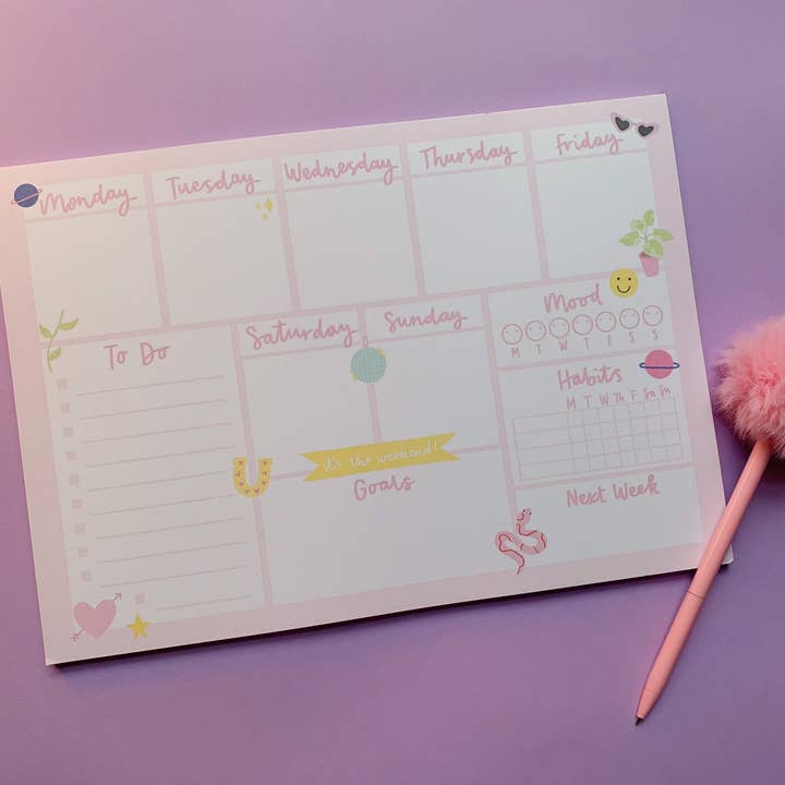 A4 Weekly Planner Desk Pad / Cute / Pink / Organiser for wholesale by Lydia Southgate