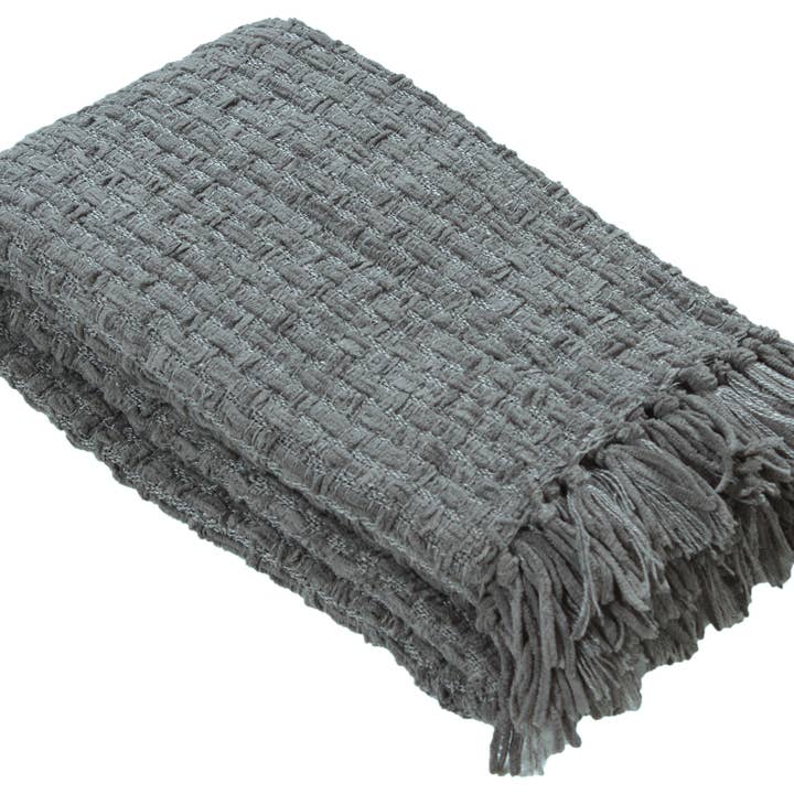 Fabstyles – wholesale Prydnadsfilt – Fabstyles Chenille korg väva kasta filt, 50x60