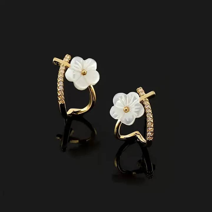 Huis Van Merken - Wholesale Dangle Earrings - Camellia Dangle Earrings - Zirconia Elegant Drop Jewelry Gift2