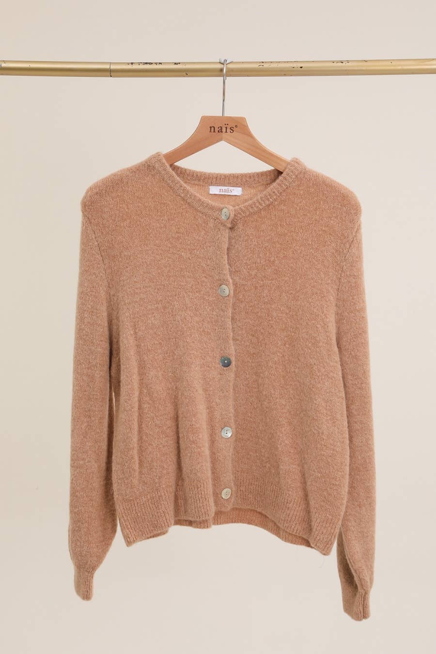 NAÏS PARIS - Wholesale Cardigan - Women's - SUPER FINE ALPACA SHORT BUTTON CREW NECK CARDIGAN24