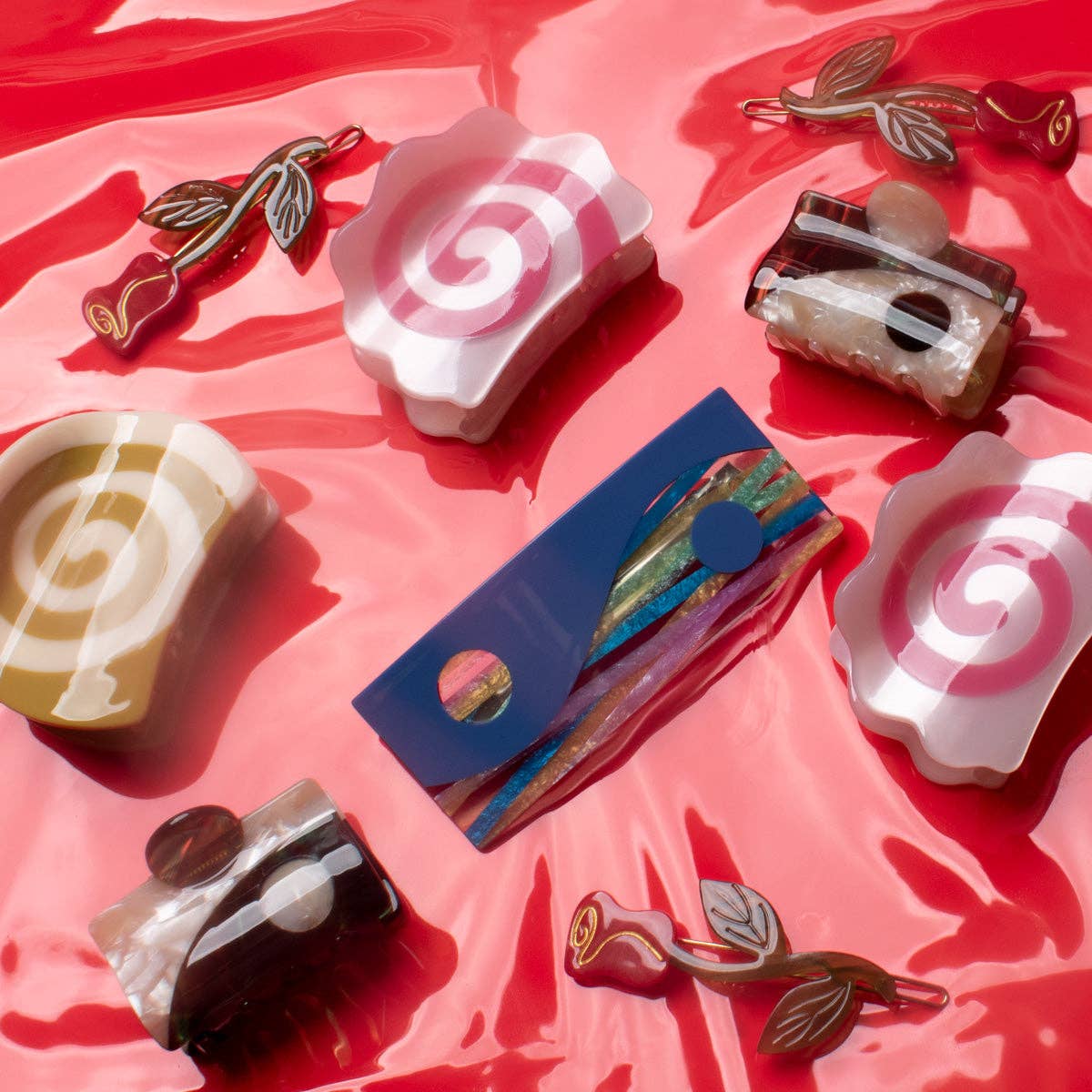 WINONA IRENE - Venta al por mayor Horquilla para el pelo - Mujer - Pinza de acetato en espiral rosa de Naruto Fish Cake2