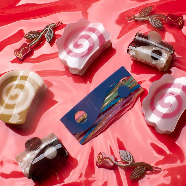 WINONA IRENE - Venta al por mayor Horquilla para el pelo - Mujer - Pinza de acetato en espiral rosa de Naruto Fish Cake2