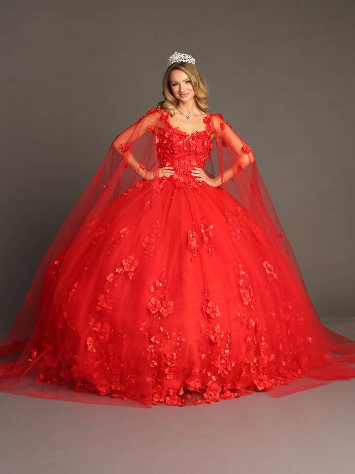 Chicas - Venta al por mayor Vestido de fiesta - Mujer - Vestido de Quinceañera con Flores y Capa Dividida CHF301833