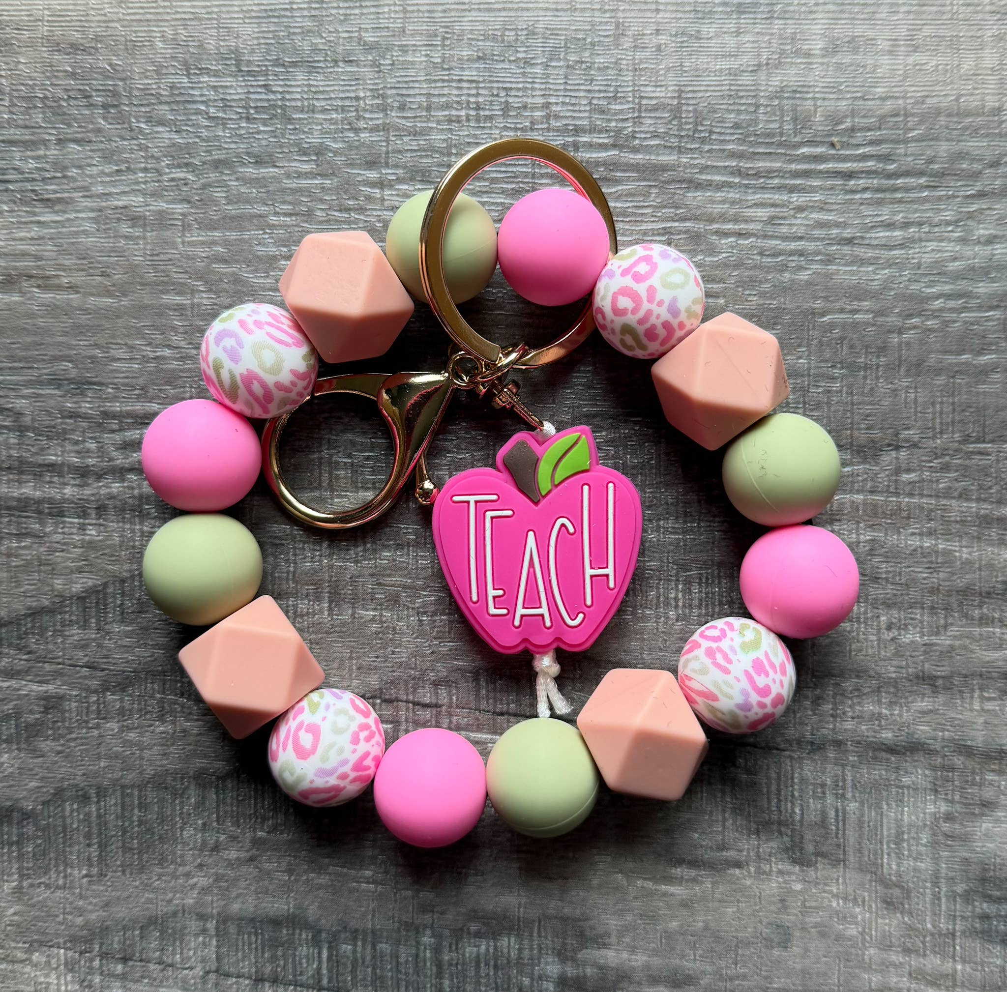 JILLIAN INK LLC - Wholesale Keychain - Women's - Pretty Pink Apple Colorful Teacher Keychain0