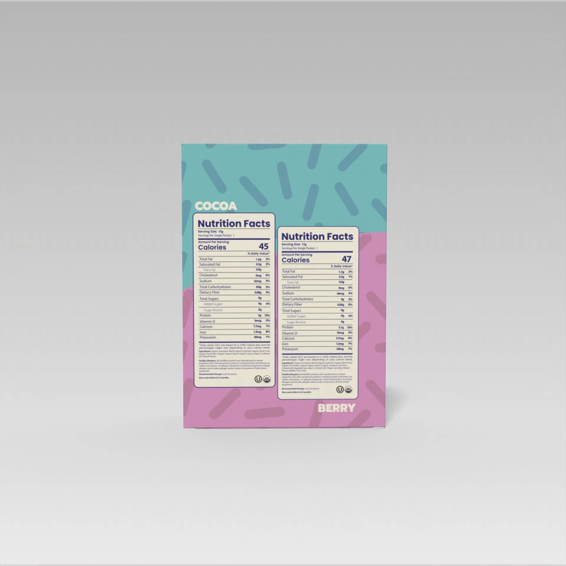 SprinkleBites - Wholesale Protein/Superfood Powder - Variety 10-Pack: 5 Cocoa & 5 Berry Protein SprinkleBites™2