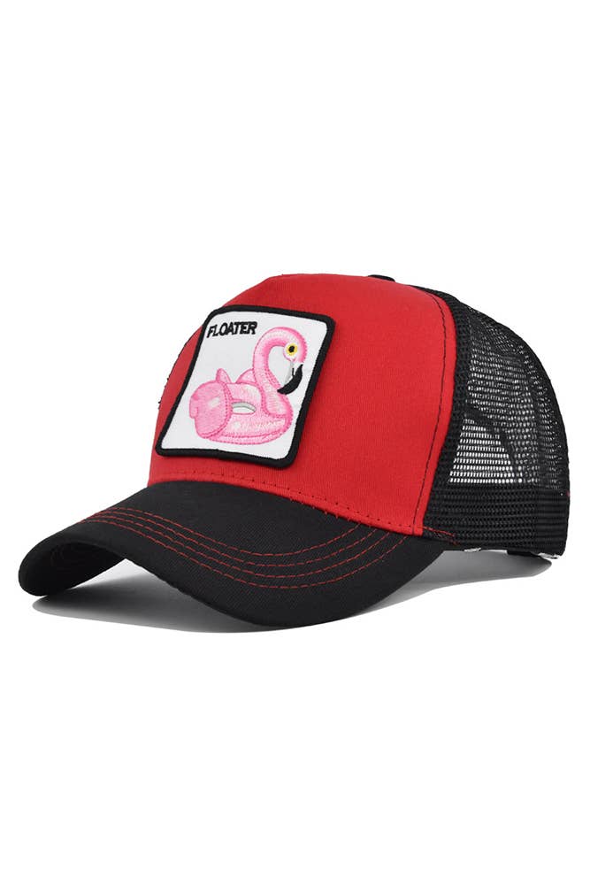 UNISHE - Vendita all'ingrosso Cappellino da camionista - Donna - Berretto da baseball con ricamo cigno rosa floater MOQ 3pcs DX0222