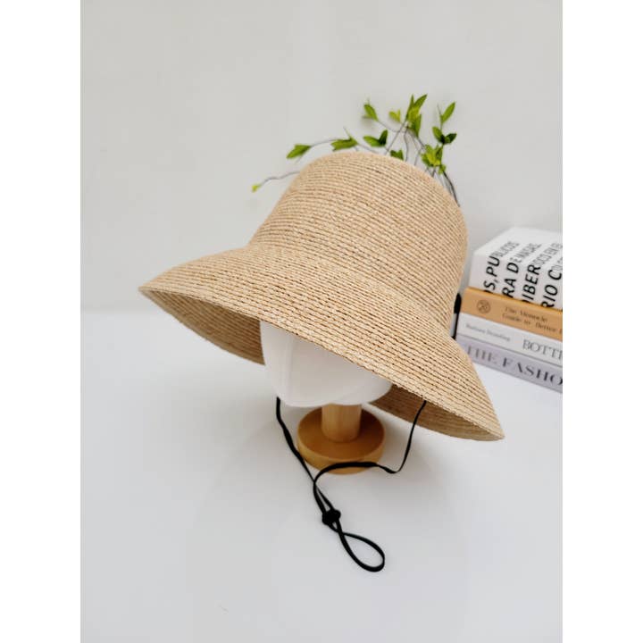Comfortarians - Wholesale Straw Hat - Women's - 100% Natural Raffia Beach Hat, removable chin strap