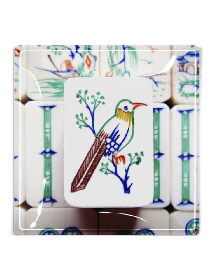 Mahjong #3 Decoupage Glass Tray for wholesale by Ben's Garden