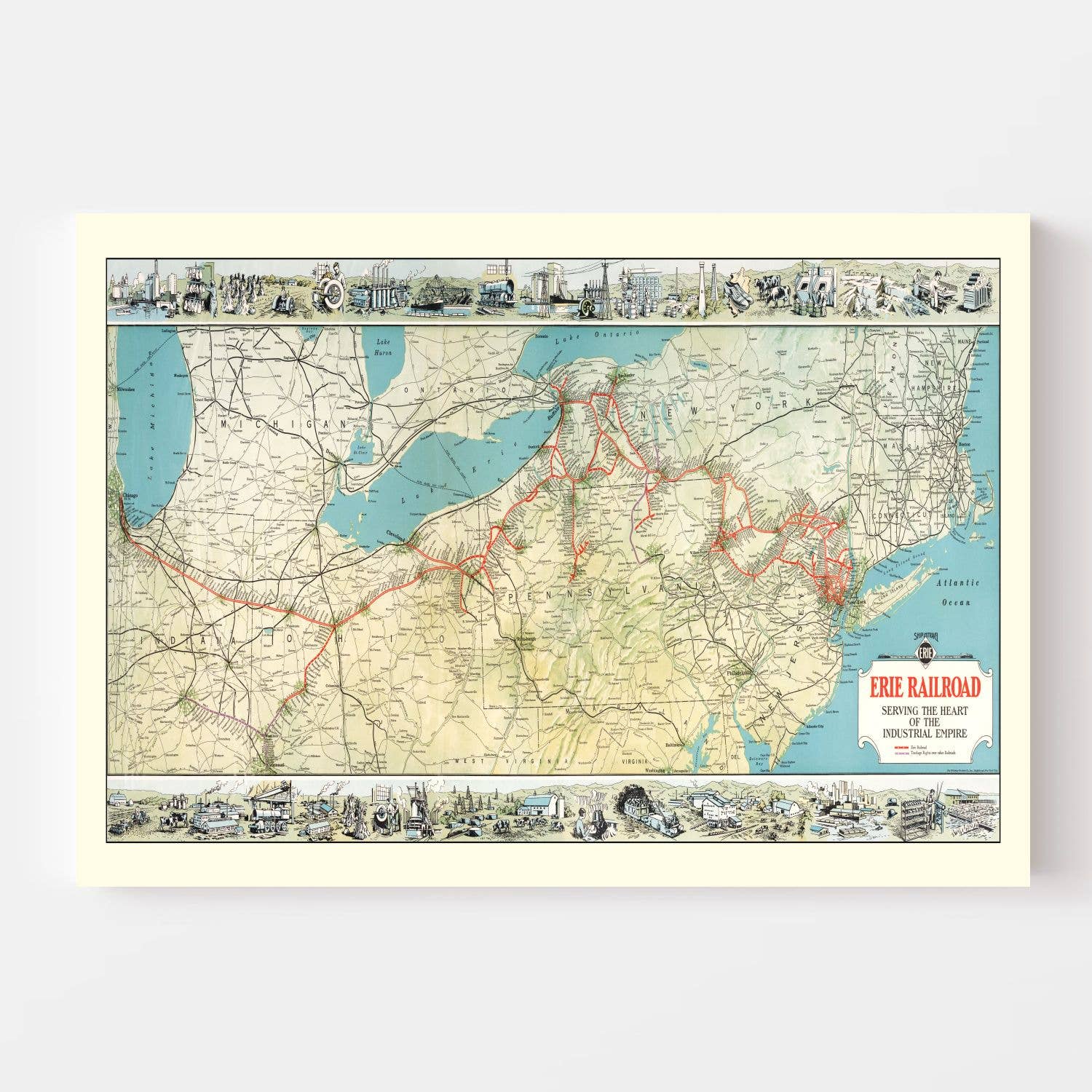 Ted's Vintage Art - Wholesale Map - Vintage Railroad Map of United States 19272
